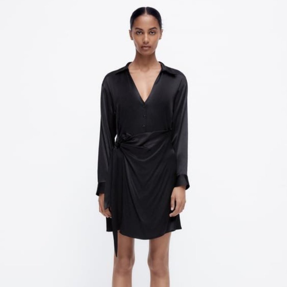 Zara Satin Effect Wrap Dress